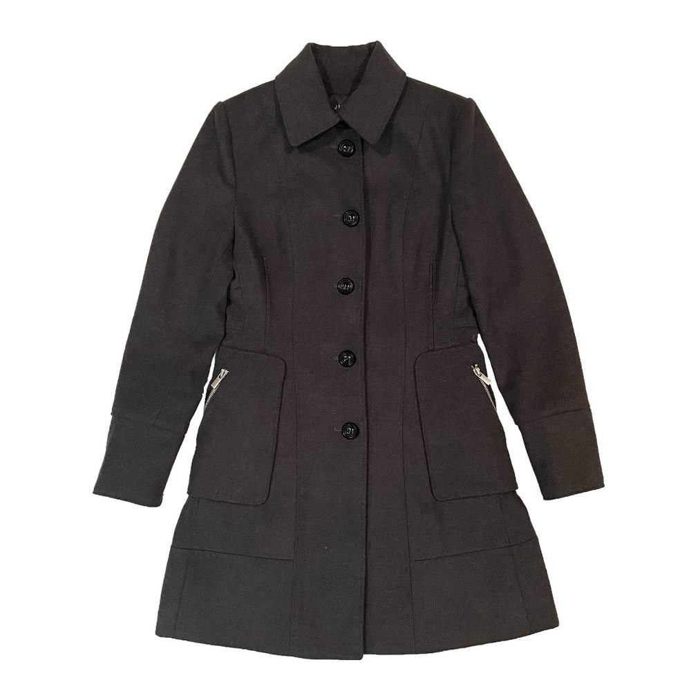 EUC Jacob Winter Overcoat with Zipper Details in Charcoal Gray Size XS